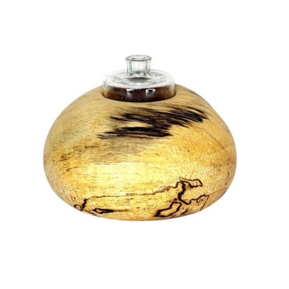 Vintage MCM KOA Wood Natural Edge Rustic Modernist Bud Vases Glass Insert Signed - Picture 6 of 14